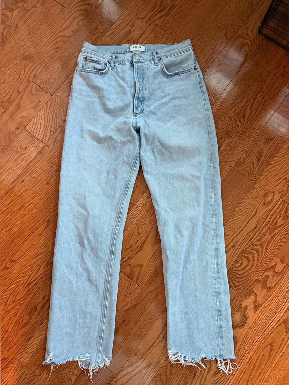 Agolde Light Blue High-Rise Straight Jeans